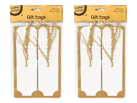 Gift Tags White with Jute String