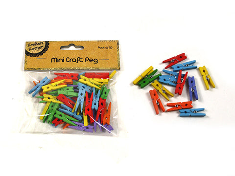 Coloured Mini Craft Pegs