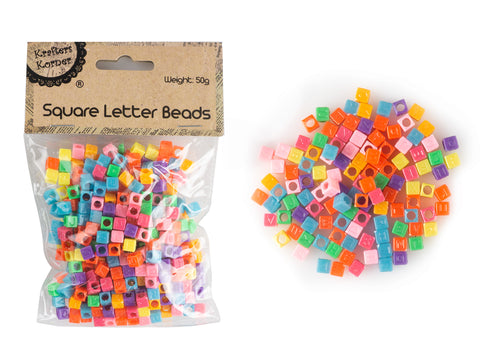 Square Letter Beads Mixed Colours