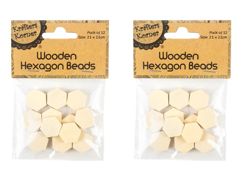 Wooden Hexagon Beads