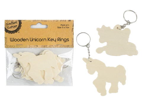 Wooden Unicorn Key Rings