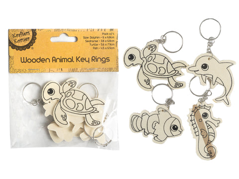 Wooden Animal Key Rings