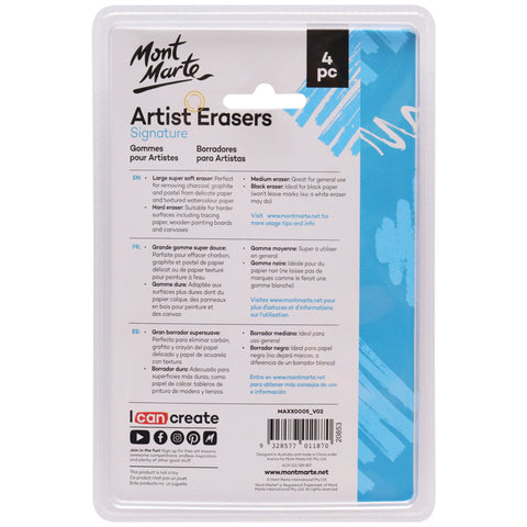 MM Artist Erasers Pack 4pc