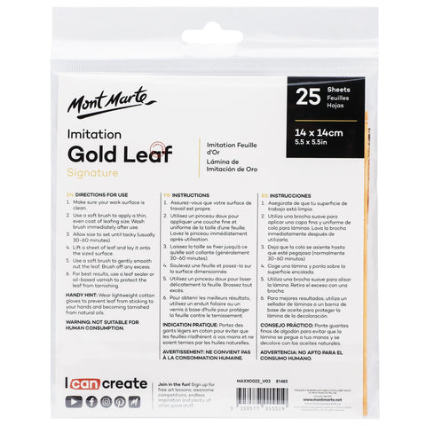 MM Imitation Gold Leaf 14x14cm 25 sheets