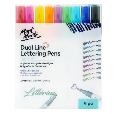 MM Dual Line Lettering Pens 1mm Tip 9pc