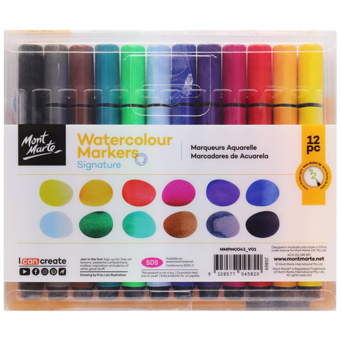 MM Watercolour Markers 12pc Tri Grip