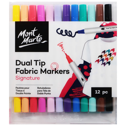 MM Dual Tip Fabric Markers 12pc