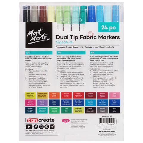 MM Dual Tip Fabric Markers 24pc
