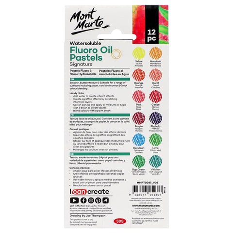 MM Watersoluble Fluoro Oil Pastels 12pc