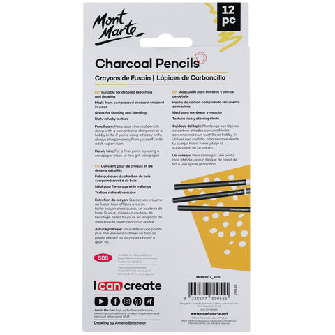 Mont Marte Charcoal Pencils - White 3pc