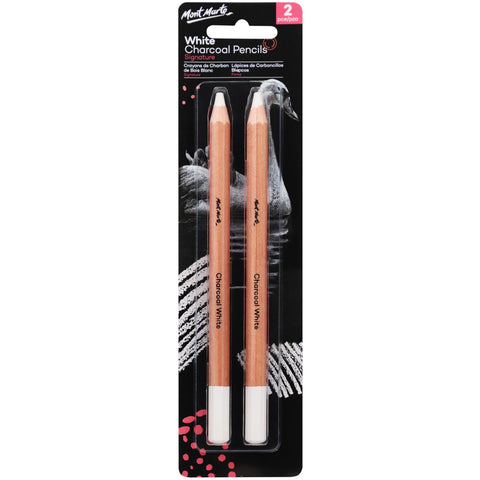 MM White Charcoal Pencils Lge Hex 2pc