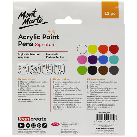 MM Acrylic Paint Pens Fine Tip 12pc