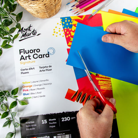 MM Fluoro Art Card Pack 5 cols 230gsm 30pc A4