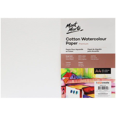 MM Cotton Watercolour Paper 300gsm A4 5 Sheets